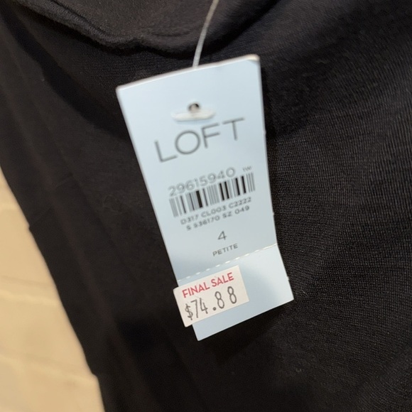 Loft dress Black Women's 4 petite scalloped capped sleeve stretch NEW - Picture 6 of 7